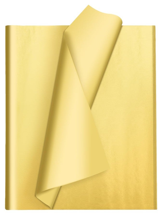 Ueerdand Gold Tissue Paper for Gift Bags, 105 Sheets Single-Sided Metallic Wrapping Craft Papers Bulk for DIY Artworks Flower Decoration, 12 x 20 Inches - Image 1